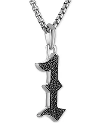 Bulova Marc Anthony Men's Black Diamond Number 1 Pendant Necklace (1/4 ct. t.w.) in Silver-Tone Stainless Steel, 24" + 2" extender, BVP1066-wsaa