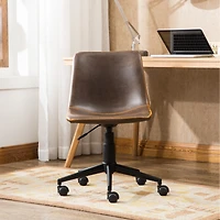 Simplie Fun Faux Leather 360 Swivel Air Lift Office Chair, Antique Brown