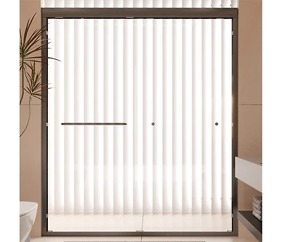 Streamdale Furniture Semi-Frameless Double Bypass Sliding Shower Door with Tempered Glass