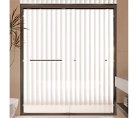 Streamdale Furniture Semi-Frameless Double Bypass Sliding Shower Door with Tempered Glass
