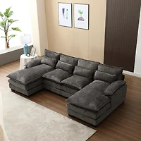 Streamdale Modern Large chenille Fabric U-Shape Sectional Sofa