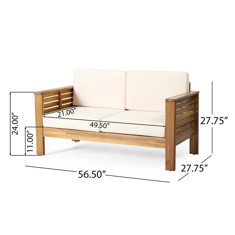 Streamdale Acacia Wood Outdoor Loveseat And Coffee Table Set With Cushions