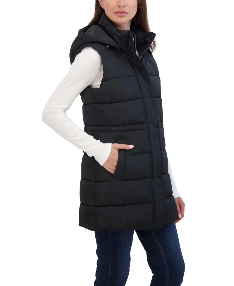 Sebby Collection Women's Puffer Vest With Drawstring Waist