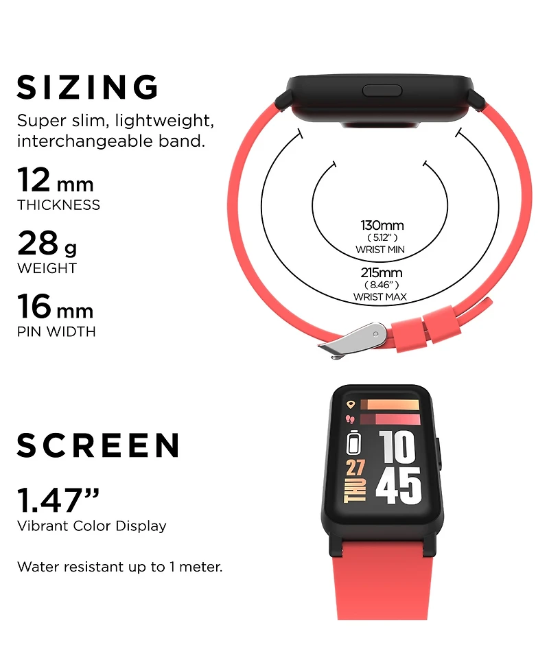iTouch Active 4 Unisex Silicone Strap Fitness Tracker 42.7mm