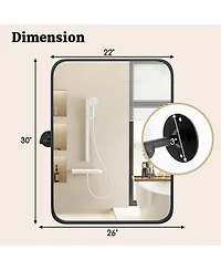 Sugift 30 x 22 Inch Black Metal Framed Pivot Rectangle Wall-Mounted Mirror