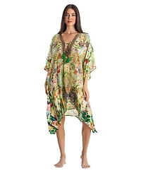 La Moda Clothing Women's V-neck Short Kaftan Dress