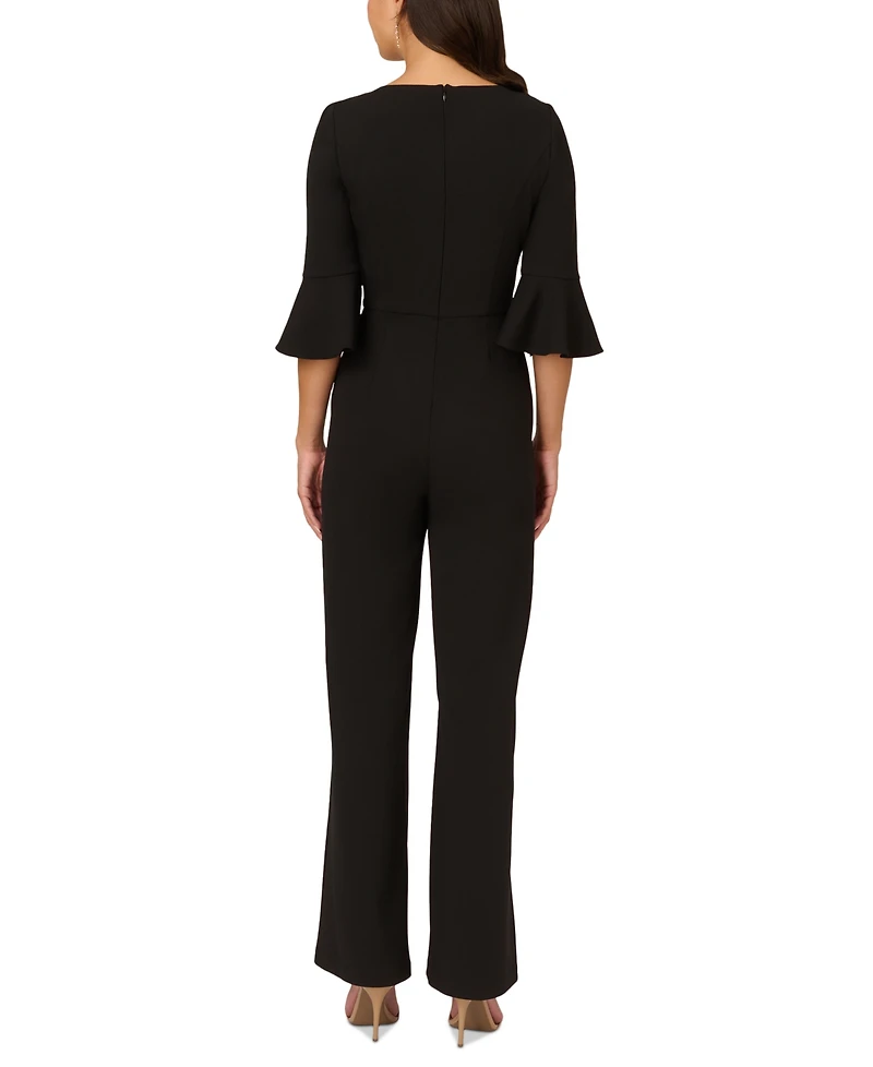 Adrianna Papell Women's Tie-Front Bell-Sleeve Jumpsuit