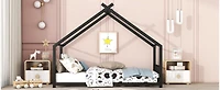 Streamdale Twin Metal House Bed, Black