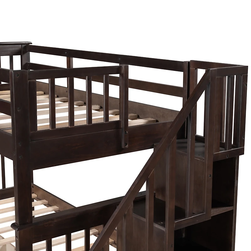 Streamdale Stairway Twin-Over-Twin Bunk Bed With Three Drawers For Bedroom, Dorm