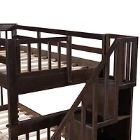 Streamdale Stairway Twin-Over-Twin Bunk Bed With Three Drawers For Bedroom, Dorm