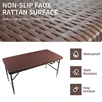 4FT Folding Rattan Table, Portable & Durable