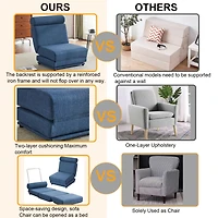 Streamdale Furniture Foldable Sofa Bed with Pillow, Portable, Breathable Linen