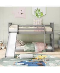 Twin Over Bunk Bed with Slide and Ladder