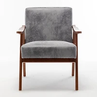 Simplie Fun Mid-Century Velvet & Wood Accent Chair for Comfort and Style