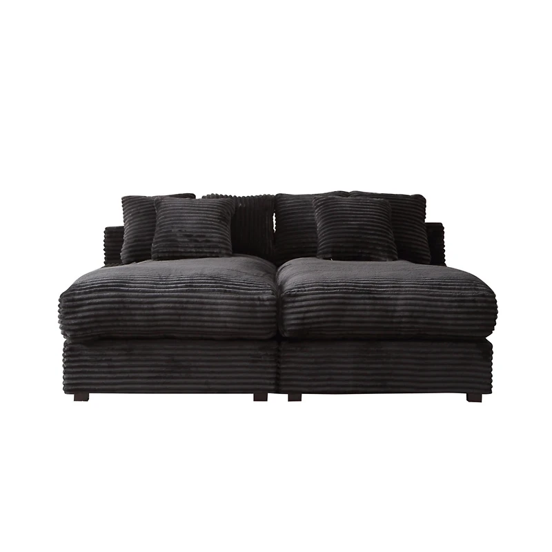 Elegant Corduroy Sofa Bed with Square Arms and Plush Cushion