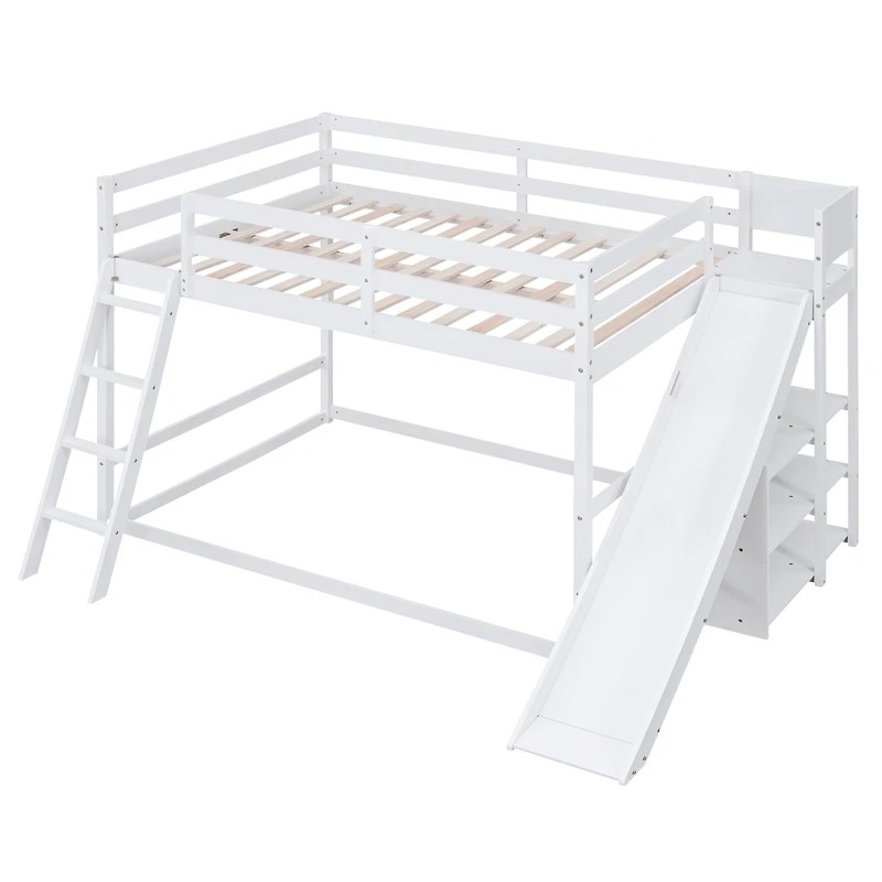 Streamdale Full Over Bunk Bed With Ladder, Slide And Shelves