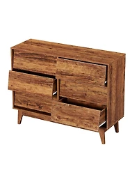 Streamdale Furniture Vintage-Style 6 Drawer Double Dresser with Bevel Design