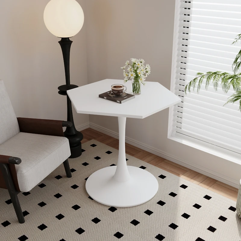 Streamdale Modern Hexagonal Coffee Table with Mdf Top and Metal Base