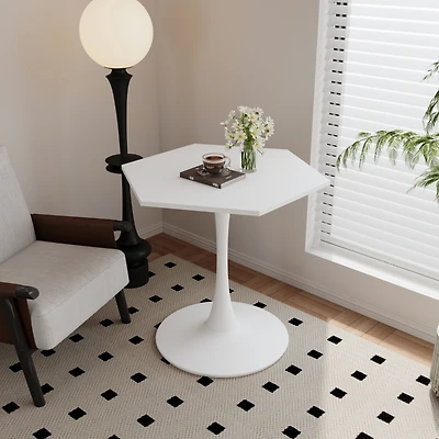 Streamdale Modern Hexagonal Coffee Table with Mdf Top and Metal Base