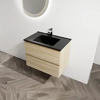 Streamdale 30" Wood Grain Vanity with Black Ceramic Sink & Soft-Close Drawers