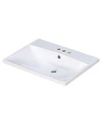 Streamdale 24" Ceramic Vanity Top, White Basin, 3-Faucet Holes