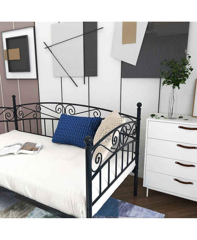 Streamdale Multifunctional Metal Daybed with Headboard (Twin, Black)