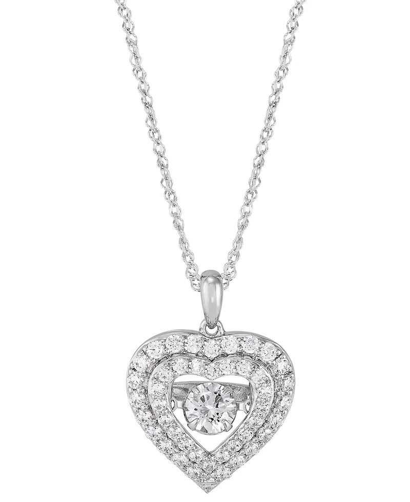Grown With Love Lab Grown Diamond Double Heart Halo Pendant Necklace (1-1/4 ct. t.w.) in 14k White Gold, 16" +2" extender