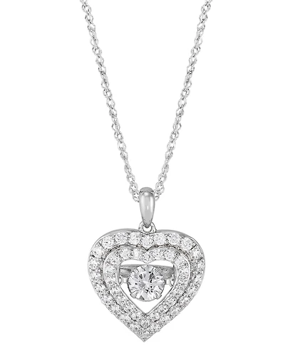 Grown With Love Lab Grown Diamond Double Heart Halo Pendant Necklace (1-1/4 ct. t.w.) in 14k White Gold, 16" +2" extender