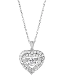 Grown With Love Lab Grown Diamond Double Heart Halo Pendant Necklace (1-1/4 ct. t.w.) in 14k White Gold, 16" +2" extender