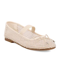 Mia Women's Unica Mary-Jane Rhinestone Mesh Flats