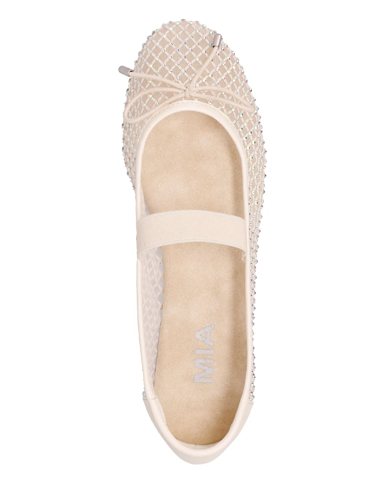 Mia Women's Unica Mary-Jane Rhinestone Mesh Flats