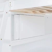 Streamdale Full Loft Bed with Desk and Shelf - White