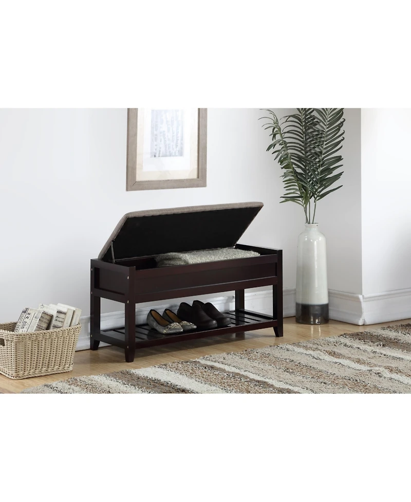 Simplie Fun Rouen Seating Bench with Shoe Storage, Espresso