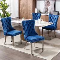 Streamdale Contemporary Velvet Dining Chairs, Set of 2 - Gray/Gold