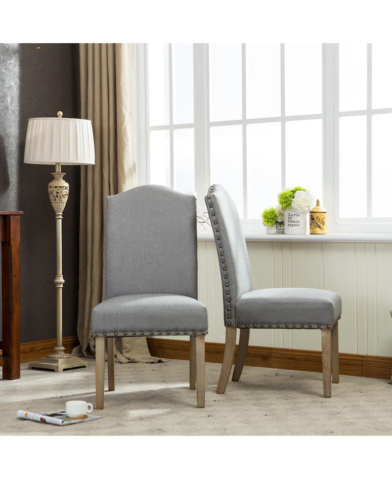 Streamdale Grey Nailhead Parson Chair Set (2)