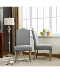 Streamdale Grey Nailhead Parson Chair Set (2)