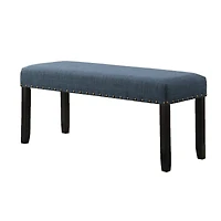 Streamdale Furniture Fabric Dining Bench with Nailhead Trim, Blue