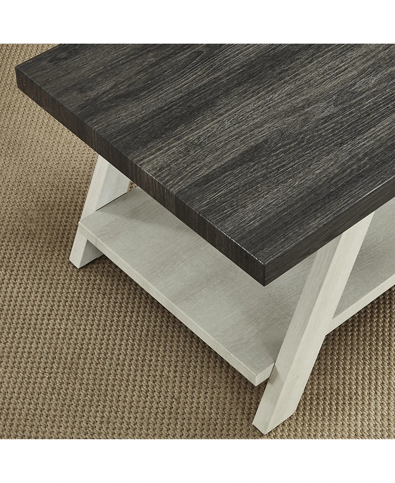Streamdale Two-Tone Wood Shelf End Table in Weathered Charcoal and Beige