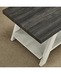 Streamdale Two-Tone Wood Shelf End Table in Weathered Charcoal and Beige