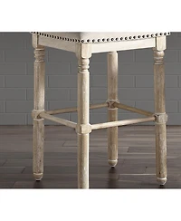 Streamdale Wood Upholstered Swivel Counter Height Stool, Set of 2, Tan