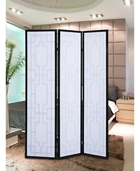 Sudoku 3 Panel Room Divider Screen, Black