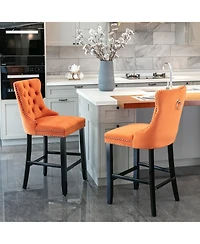 Streamdale Handcrafted Velvet Barstools with Supportive Backrest