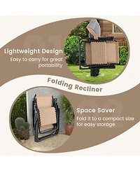 Skonyon Adjustable Metal Zero Gravity Lounge Chair with Removable Cushion and Cup Holder Tray