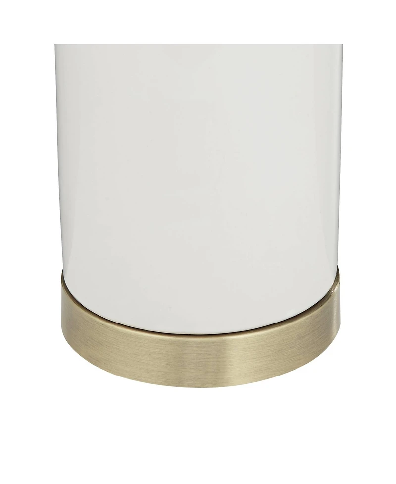 360 Lighting 26" High Mid Century Modern Coastal Table Lamp White Gold Ceramic Metal Single Living Room Bedroom Bedside Nightstand