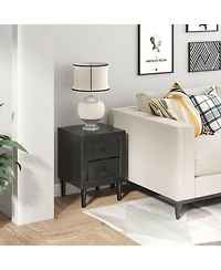 Sugift 2 Pieces Multipurpose Retro Nightstand Set with Drawers