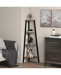 Sugift 4-Tier Industrial Corner Ladder Shelf Display Rack for Home Office