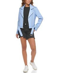 Levi's Women's Faux-Leather Belted Hem Moto Jacket