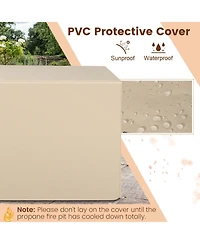 Givimo 35 Inch Propane Gas Fire Pit Table Wicker Rattan with Lava Rocks Pvc Cover