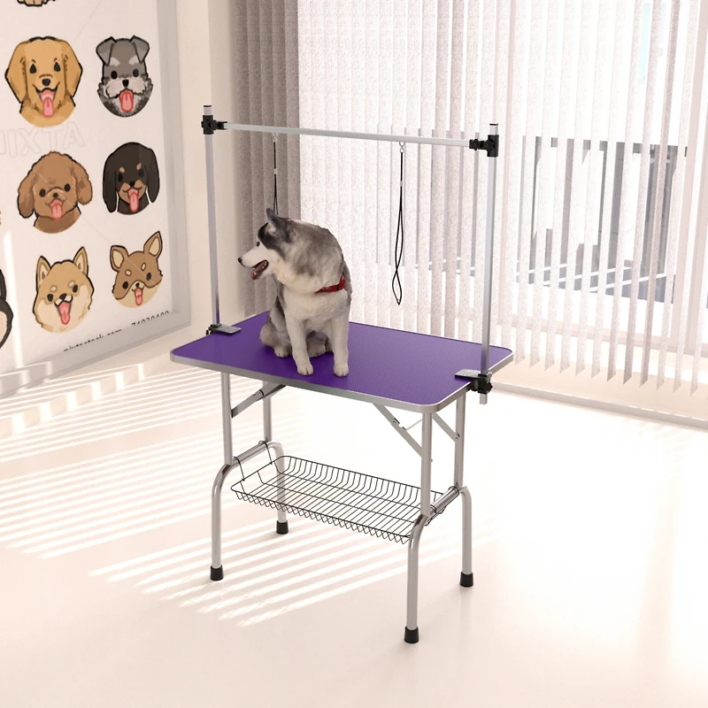 Streamdale Furniture Sturdy Foldable Pet Grooming Table with Storage