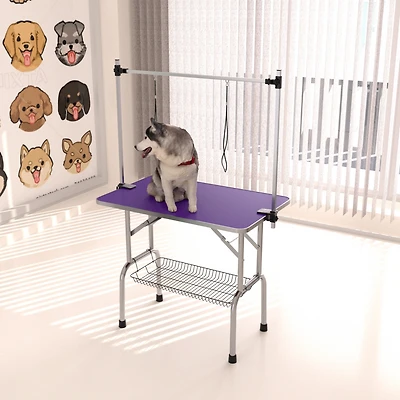 Streamdale Furniture Sturdy Foldable Pet Grooming Table with Storage